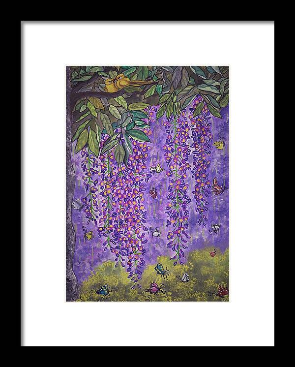 Wisteria Framed Print featuring the painting Spring wisteria delight by Tara Krishna