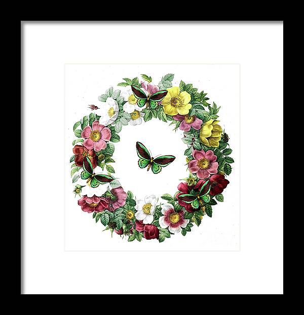 Floral Wreath Framed Print featuring the painting Spring Wreath by Tina LeCour