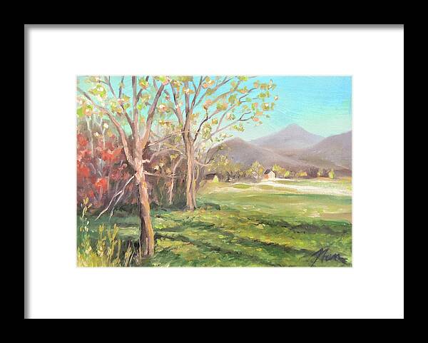Impressionism Framed Print featuring the painting Springtime in the Meadow by Nancy Griswold