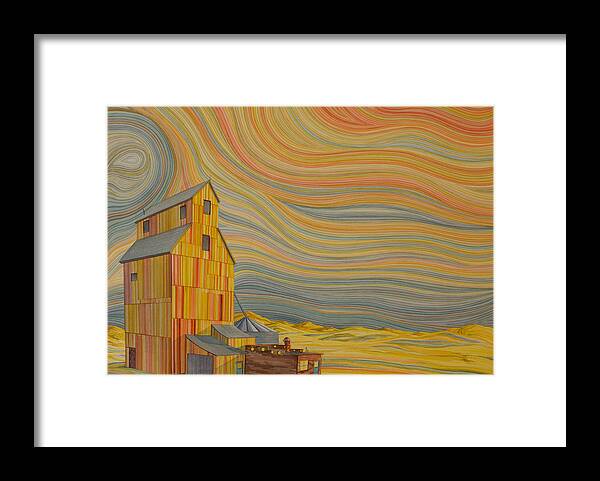 Grain Elevator Framed Print featuring the painting Square Butte by Scott Kirby