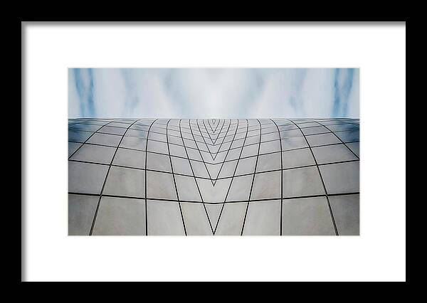 Monument Framed Print featuring the digital art Squares and Sky Reflection by Pelo Blanco Photo
