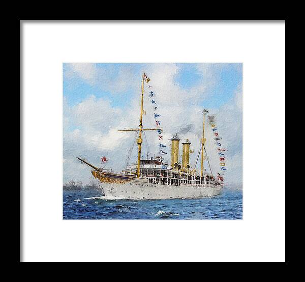 Steamer Framed Print featuring the digital art S.S. Kronprinzessin Victoria Louise by Geir Rosset