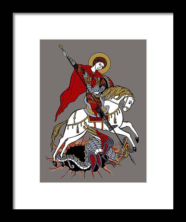  Framed Print featuring the drawing St-George in color by Jonathan Pageau