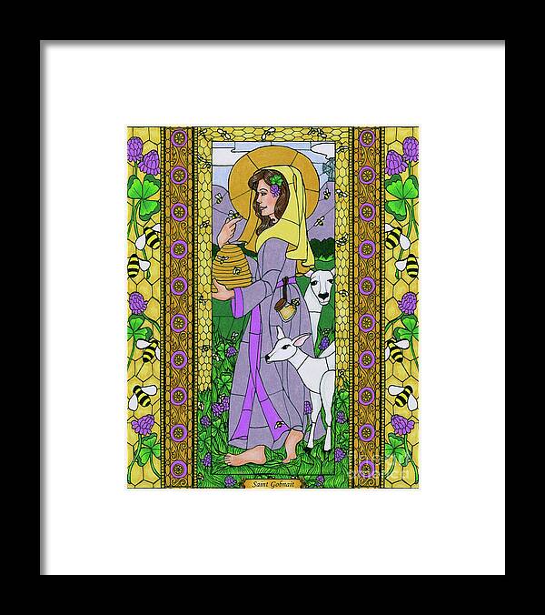 Saint Gobnait Framed Print featuring the painting St. Gobnait by Brenda Nippert