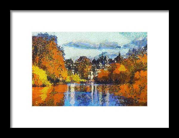 Autumn Framed Print featuring the painting St James Park by Gareth Parkes