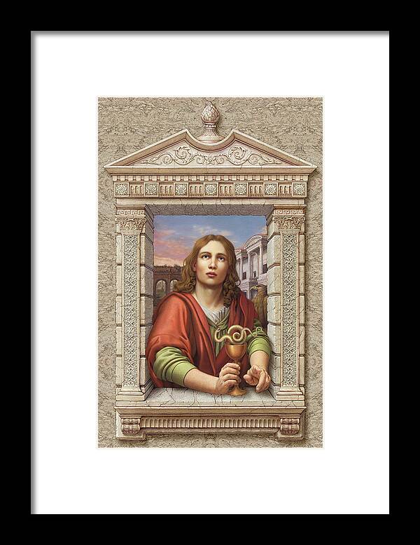 Christian Art Framed Print featuring the painting St. John Evangelist by Kurt Wenner