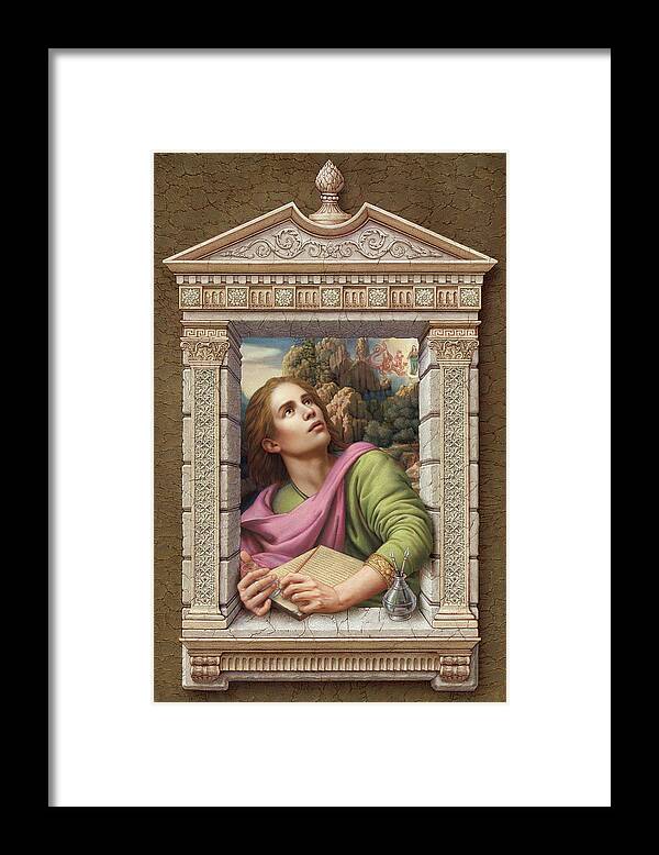 Christian Art Framed Print featuring the painting St. John of Patmos 2 by Kurt Wenner