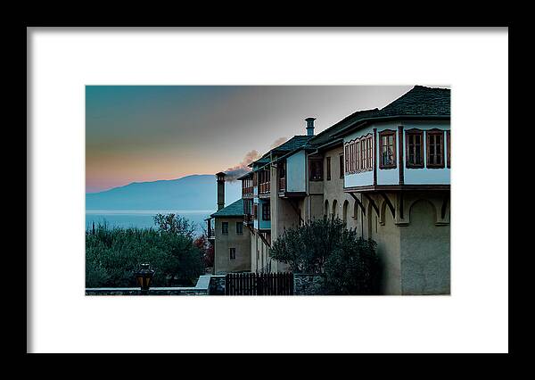 Lake Kerkini Framed Print featuring the photograph St. John the Baptist's monastery by Ioannis Konstas