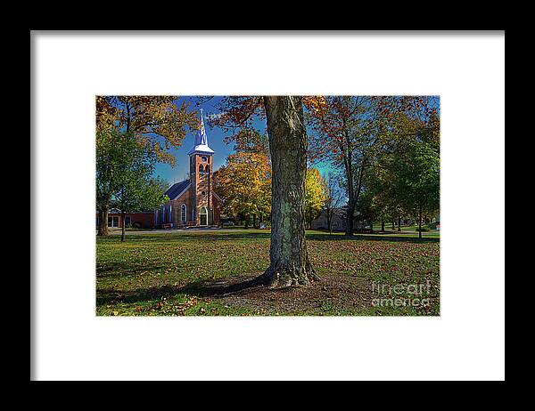 Driving Framed Print featuring the photograph St John's Lutheran Church by Larry Braun