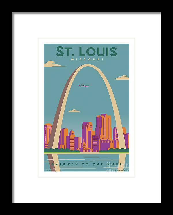 Travel Poster Framed Print featuring the digital art St. Louis Poster - Vintage Travel by Jim Zahniser