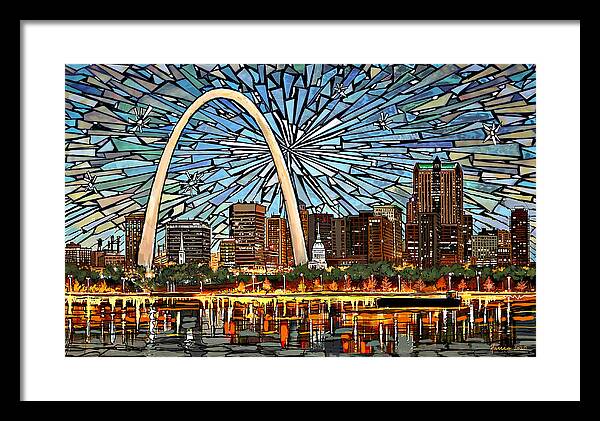 St. Louis Skyline Starry Night Framed Print by Frank Harris