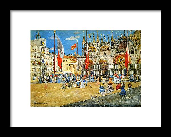 St. Mark's Venice Framed Print featuring the painting St. Mark's Venice by Maurice Prendergast