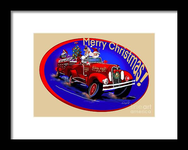  Framed Print featuring the digital art St Nick Ladder Company Christmas by Doug Gist