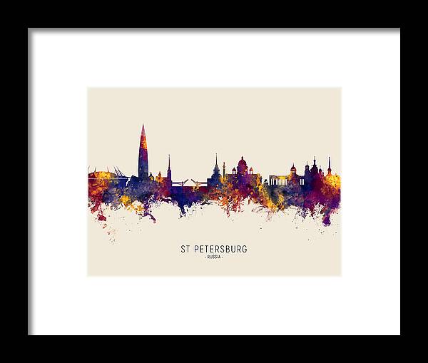 St Petersburg Framed Print featuring the digital art St Petersburg Russia Skyline #33 by Michael Tompsett