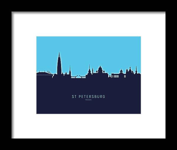 St Petersburg Framed Print featuring the digital art St Petersburg Russia Skyline #44 by Michael Tompsett
