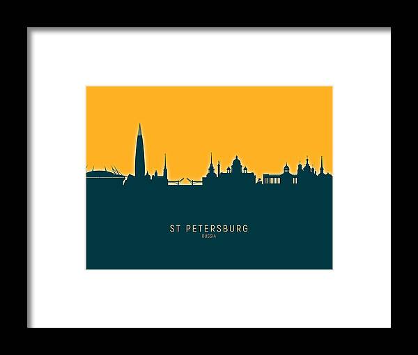 St Petersburg Framed Print featuring the digital art St Petersburg Russia Skyline #48 by Michael Tompsett