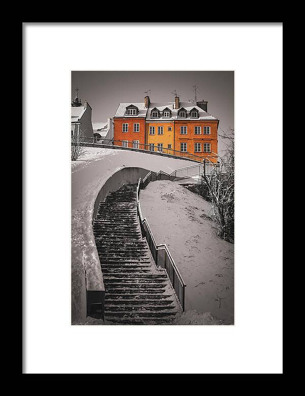Warsaw Framed Print featuring the photograph Stairs And Old Town Houses In Winter by Artur Bogacki