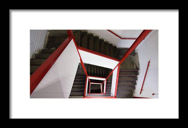 Architecture Framed Print featuring the photograph Stairs at the Mill by George Pennington