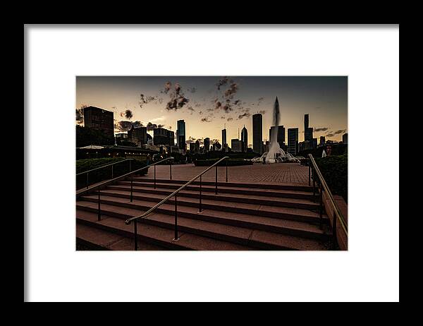 Chicago Framed Print featuring the photograph Stairs lead into Chicago's Buckingham fountain by Sven Brogren