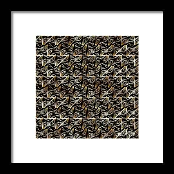 Art Framed Print featuring the digital art Stakhana - Gold Black Art Deco Seamless Pattern by Sambel Pedes