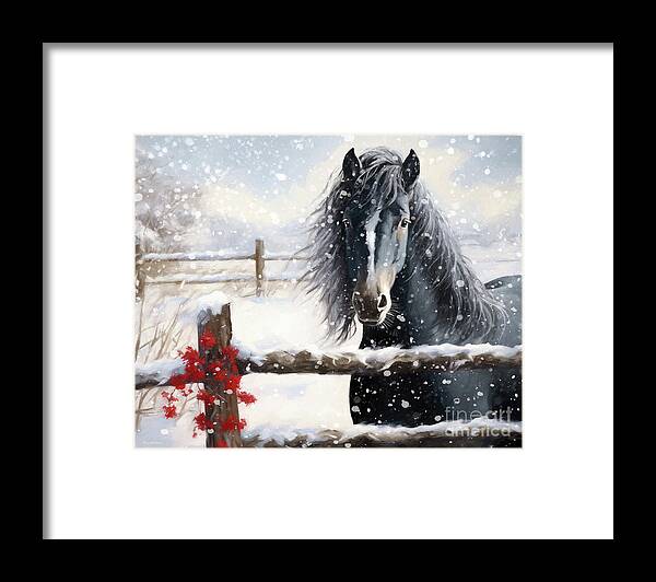 Horse Framed Print featuring the painting Stallion In The Storm by Tina LeCour