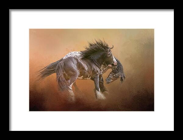 Stallion Framed Print featuring the digital art Stallion Play by Nicole Wilde