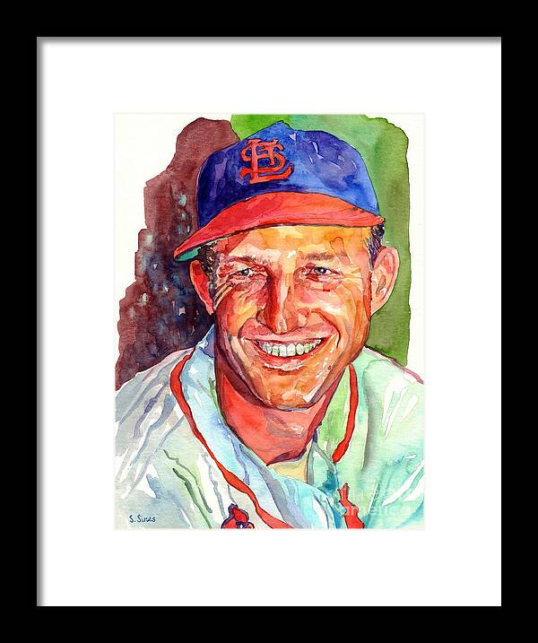 Stan Musial Framed Print featuring the painting Stan Musial by Suzann Sines
