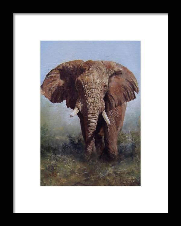 Wild Animal Framed Print featuring the painting Stand Your Ground by Barry BLAKE