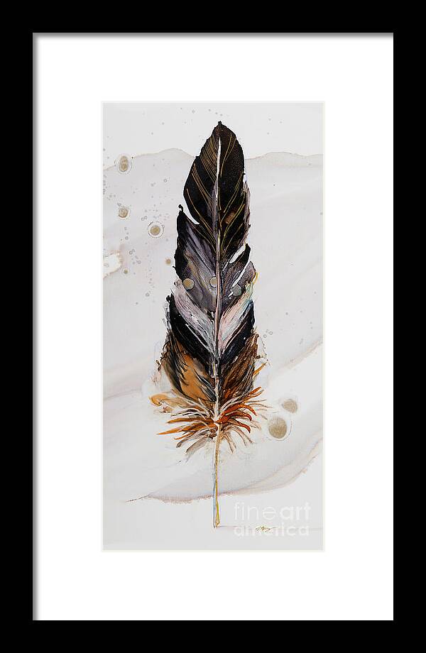 Alcohol Ink Framed Print featuring the painting Standing Feather by Julie Tibus