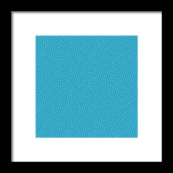 Nikita Coulombe Framed Print featuring the painting Star Pattern white on turquoise by Nikita Coulombe