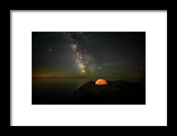 The Milky Way Framed Print featuring the photograph Stargazing by Henry w Liu