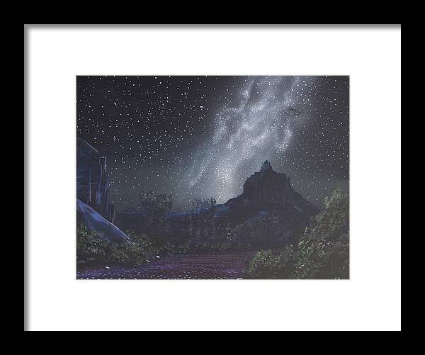 Sedona Framed Print featuring the painting Starry Night Sky over Sedona, Arizona by Chance Kafka
