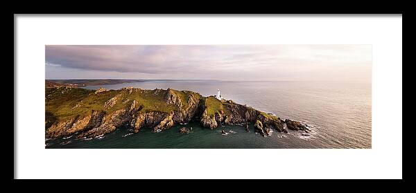 Ocean Framed Print featuring the photograph Start Point Lighthouse Sunrise Devon Coast by Sonny Ryse