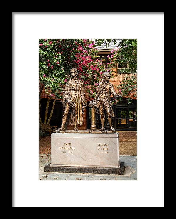 Statue Framed Print featuring the photograph Statue of John Marshall and George Wythe by Rachel Morrison