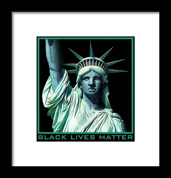 Liberty Framed Print featuring the painting Statue of Liberty Black Lives Matter by Tony Rubino