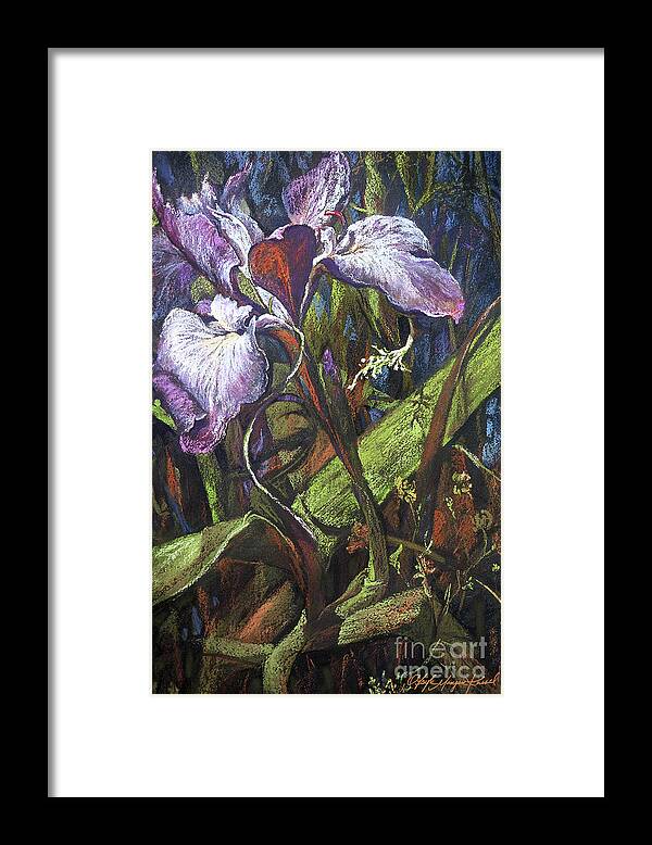 Iris Framed Print featuring the painting Stealing Time by Gayle Mangan Kassal