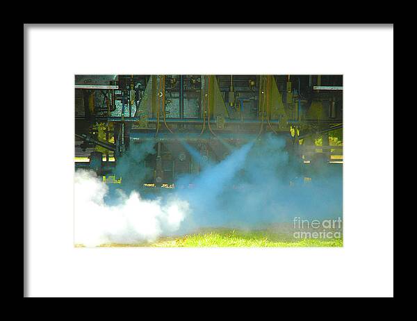 Train Framed Print featuring the digital art RAILROAD MACHINERY - Shay Locomotive Blowing Off Steam by John and Sheri Cockrell