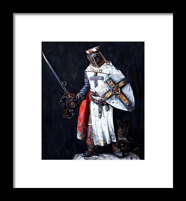 Steampunk Framed Print featuring the painting Steampunk Crusader Warrior by AM FineArtPrints