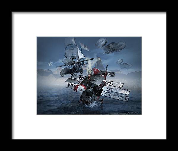 Limited Edition Prints Artist Fine Arts Framed Print featuring the digital art Steampunk sky-rover by George Grie