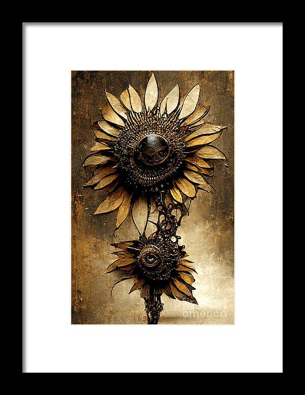 Steampunk Framed Print featuring the digital art Steampunk sunflower by Sabantha