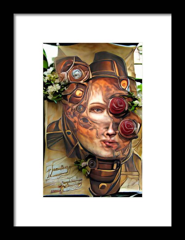 Steampunk Woman Framed Print featuring the mixed media Steampunk Woman by Ann Leech