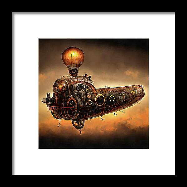 Zeppelin Framed Print featuring the digital art Steampunk Zeppelin 01 by Matthias Hauser