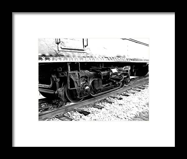 Train Framed Print featuring the mixed media Steel Wheels by Christopher Reed