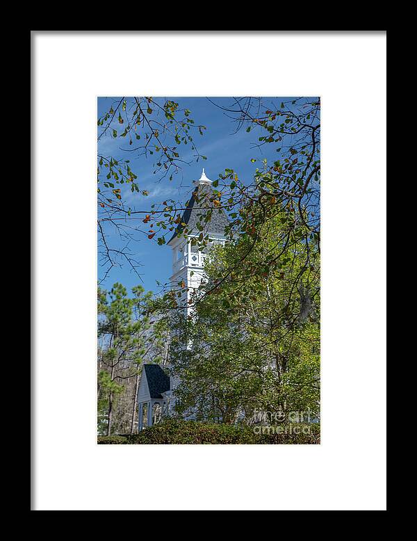 Summerville Presbyterian Church Framed Print featuring the photograph Steeple View - Summerville Presbyterian Church by Dale Powell