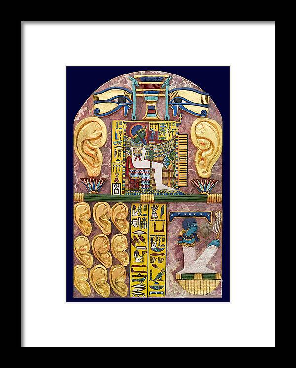 Stela Framed Print featuring the mixed media Stela of Ptah Who Hears Prayers by Ptahmassu Nofra-Uaa