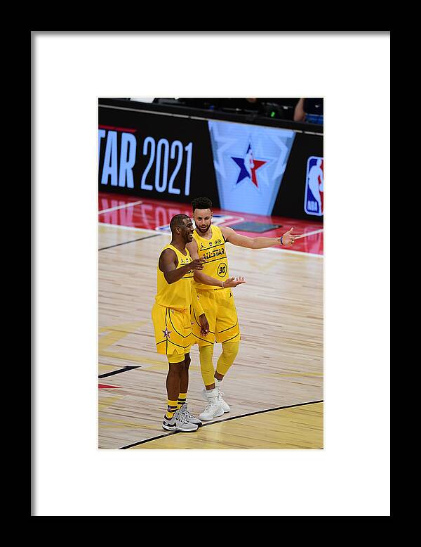 Atlanta Framed Print featuring the photograph Stephen Curry and Chris Paul by Adam Hagy