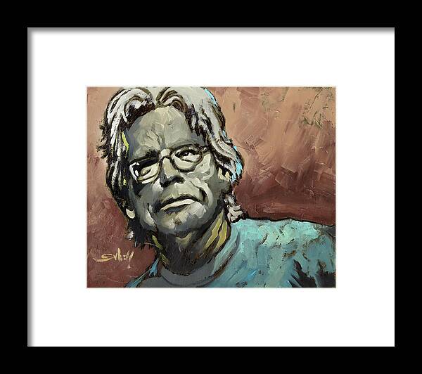 Stephen Framed Print featuring the painting Stephen King by Sv Bell