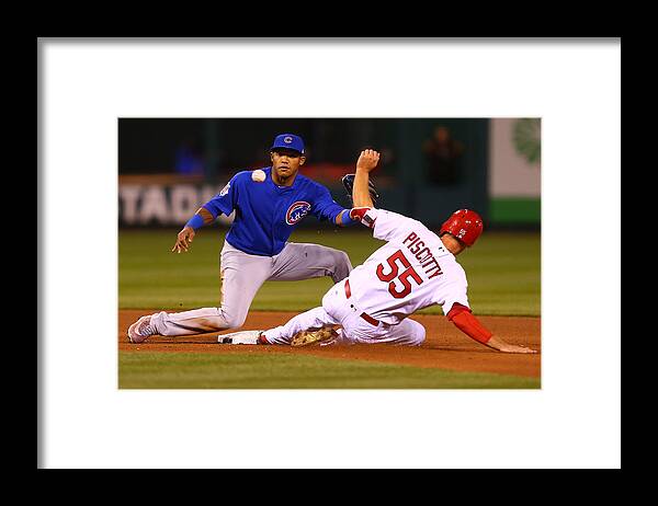 Stephen Piscotty Framed Print featuring the photograph Stephen Piscotty and Addison Russell by Dilip Vishwanat