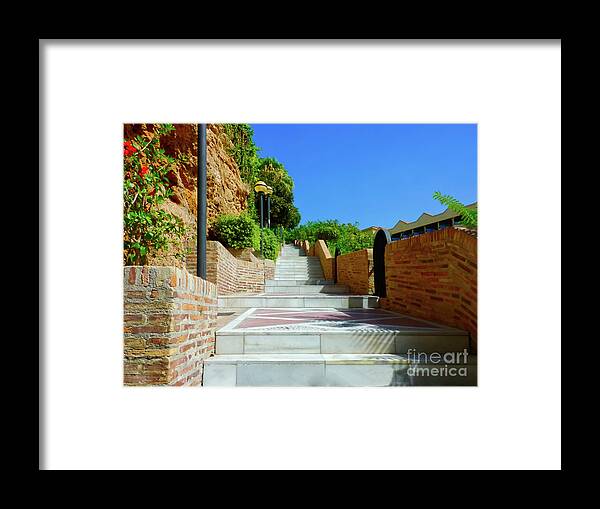 Digital Art Framed Print featuring the photograph Steps from the beach in Torremolinos taken 2012 by Pics By Tony