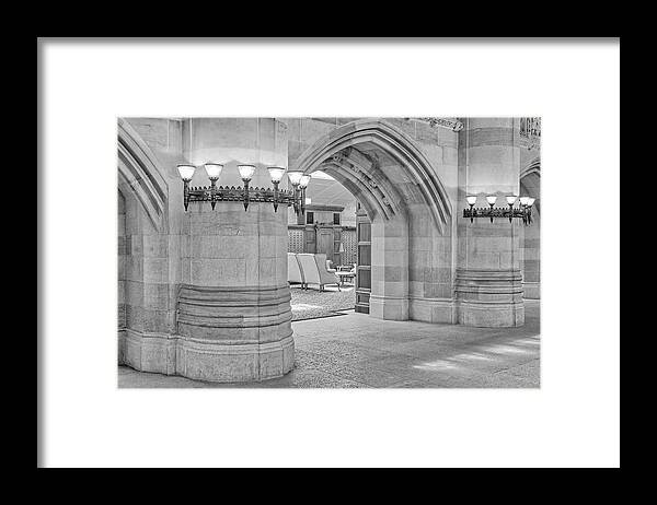 Yale Framed Print featuring the photograph Sterling Yale University BW by Susan Candelario